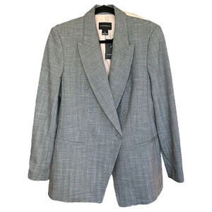 CLUB MONACO Double Breasted Blazer Jacket Gray Aditha Power Tailored, Size 12